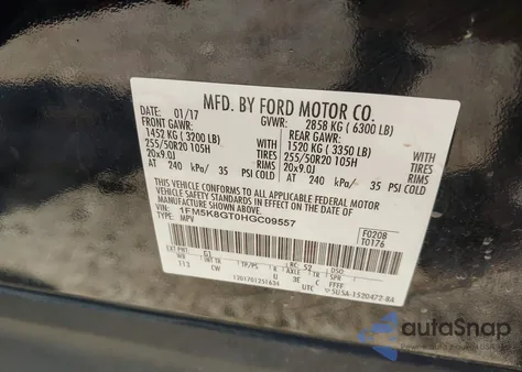 2017 Ford Explorer Sport from USA, damaged, VIN 1FM5K8GT0HGC09557
